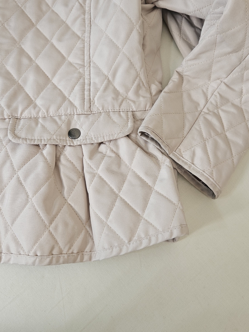 New York & Company Quilted Peplum Jacket Beige Lightweight Zip XS - Picture 6 of 9